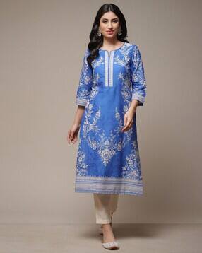 biba Women Floral Print Cotton Straight Kurta-picture-15
