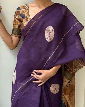 Women Linen Saree with Embellished Border