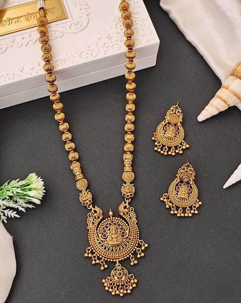 Oye Kudiye Women Gold-Plated Short Necklace Set with Lakshmi Pendant