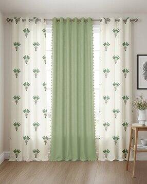 Pack of 3 Cotton Printed Curtains with Eyelets