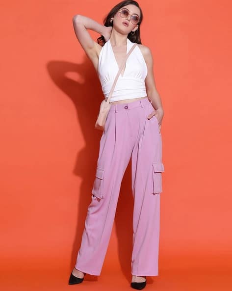 KOTTY Women High Waist Cargo Trousers