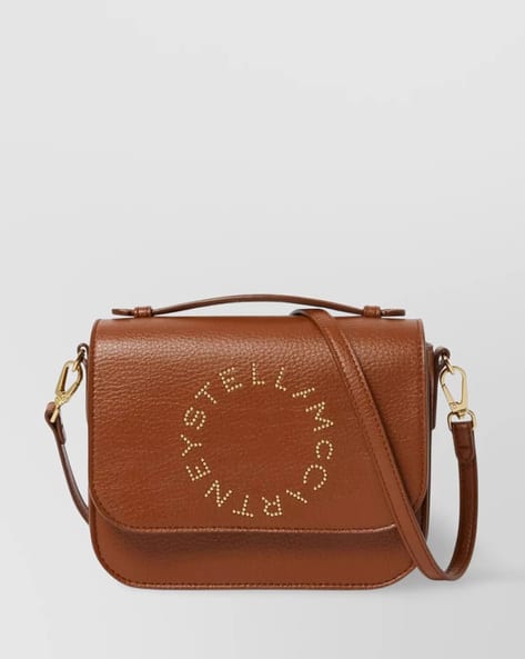 Studded Logo Flap Top Handle Bag