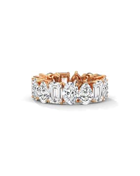 gold hartz Women Sterling Silver Rose Gold-Plated Swarovski Eternity Ring-picture-19