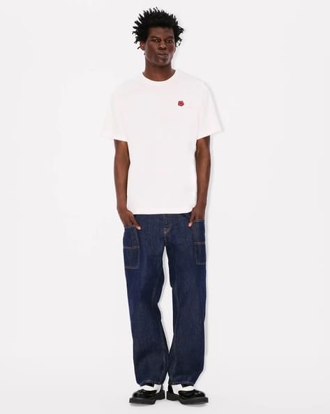 Buy KENZO Men Monkey Fit Cargo Jeans | Blue Color Men | AJIO LUXE