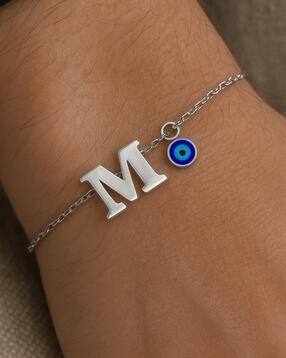 digital dress room Silver-Plated M Letter Evil Eye Bracelet Rakhi-picture-36