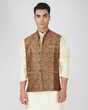 deific Men Geometric Print Regular Fit Nehru Jacket-picture-19