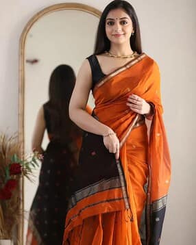zikaraa Women Woven Saree with Contrast Border-picture-12