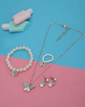 carlton london Girls Pearl Beaded Necklace & Earrings Set-picture-11