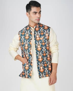 deific Men Geometric Print Regular Fit Nehru Jacket-picture-45