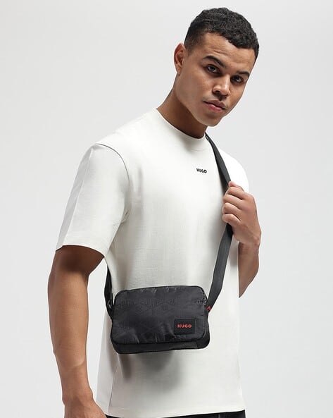 Buy HUGO Printed Crossbody Bag Black Color Men AJIO LUXE