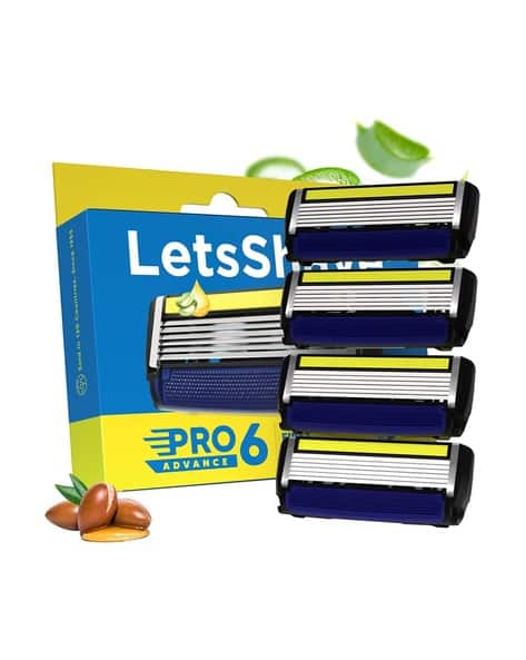 LetsShave Pro 6 Advance Manual Shaving Razor Blades Refills Cartridge for Men