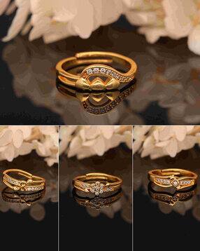 brado jewellery Pack of 4 Women Gold-Plated Adjustable Rings-picture-18