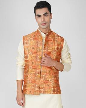 deific Men Printed Regular Fit Nehru Jacket-picture-13