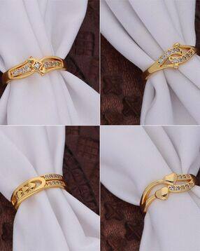 brado jewellery Pack of 4 Women Gold-Plated Adjustable Rings-picture-19