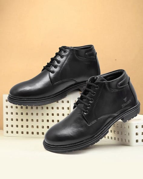 Buy SHUAN Men Ankle-Length Boots with L... Online | Ajio.com