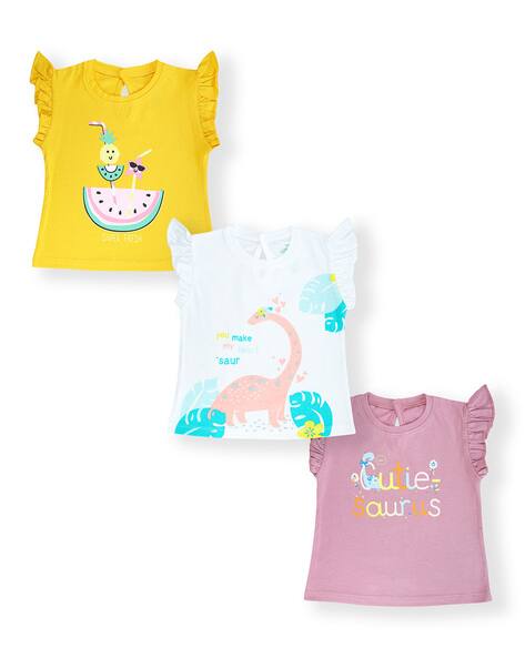 Pixie N Prince Pack of 3 Graphic Print Round-Neck T-Shirts