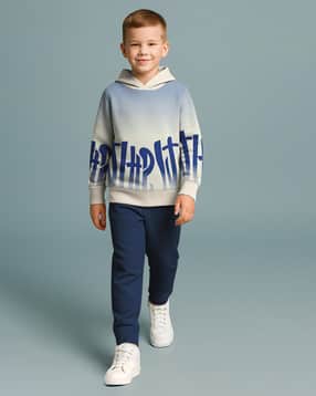 Boys Typographic Print Hoodie & Track Pants Set-image-40