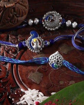 rubans Men Set of 3 Peacock Charm Rakhis-picture-48