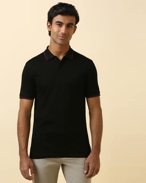 ALLEN SOLLY Men Logo Embroidered Oversized Fit Polo T-Shirt