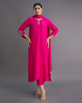 Women Embroidered Straight Kurta with Pants & Dupatta-image-25