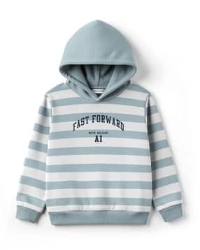 Boys Striped Regular Fit Hoodie-image-11