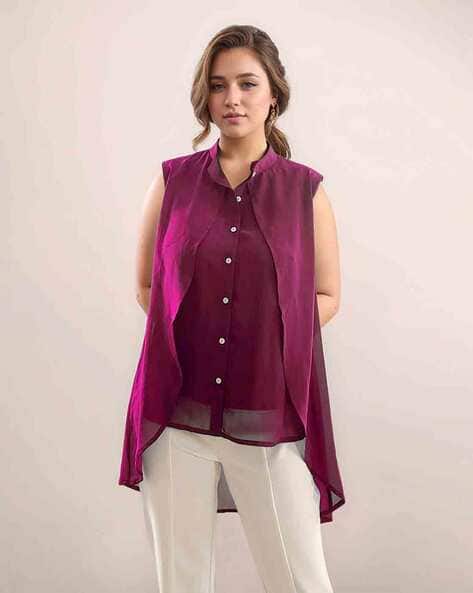 Zink London Women Loose Fit Shirt with Asymmetric Hem