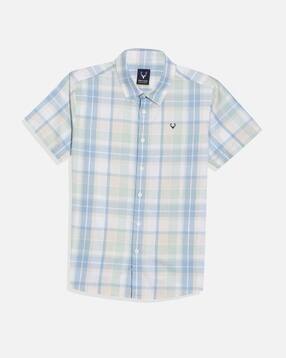 allen solly Boys Checked Regular Fit Shirt with Short Sleeves-picture-13