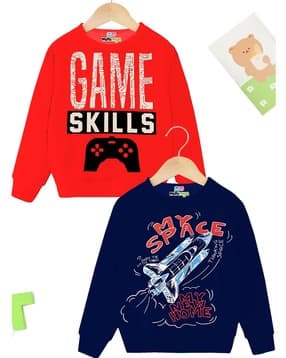 minimyn Boys Pack of 2 Graphic Print Regular Fit Sweatshirts-picture-25