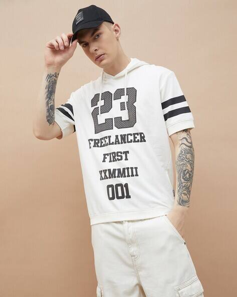 Fame forever by lifestyle Men Typographic Print Regular Fit Hooded T-Shirt
