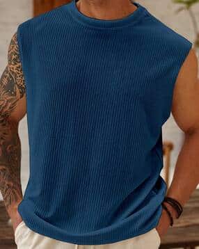 hk fashion Men Ribbed Sleeveless Vest-picture-18