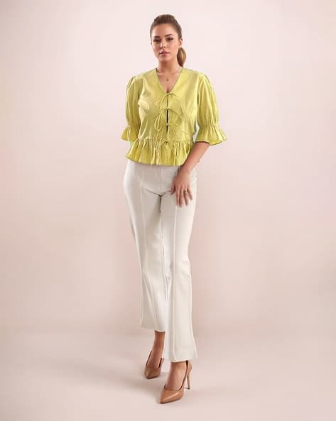 Zink London Women Regular Fit V-Neck Top