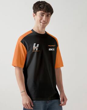 crazymonk F1-Men Colourblock Oversized Crew-Neck T-Shirt-picture-12