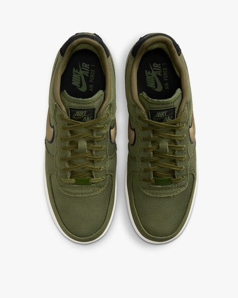 Buy NIKE Air Force Low Canvas Lace-Up Sneakers Green Color Men