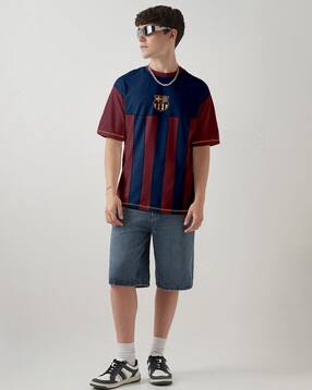 crazymonk Men Striped Oversized Crew-Neck T-Shirt-picture-52
