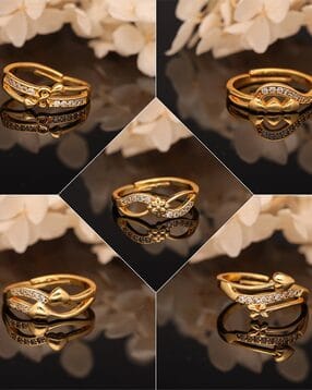 brado jewellery Women Set of 5 Gold-Plated Stone-Studded Rings-picture-15