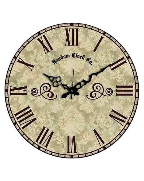 RANDOM Floral Print Roman Numerals Round Wall Clock