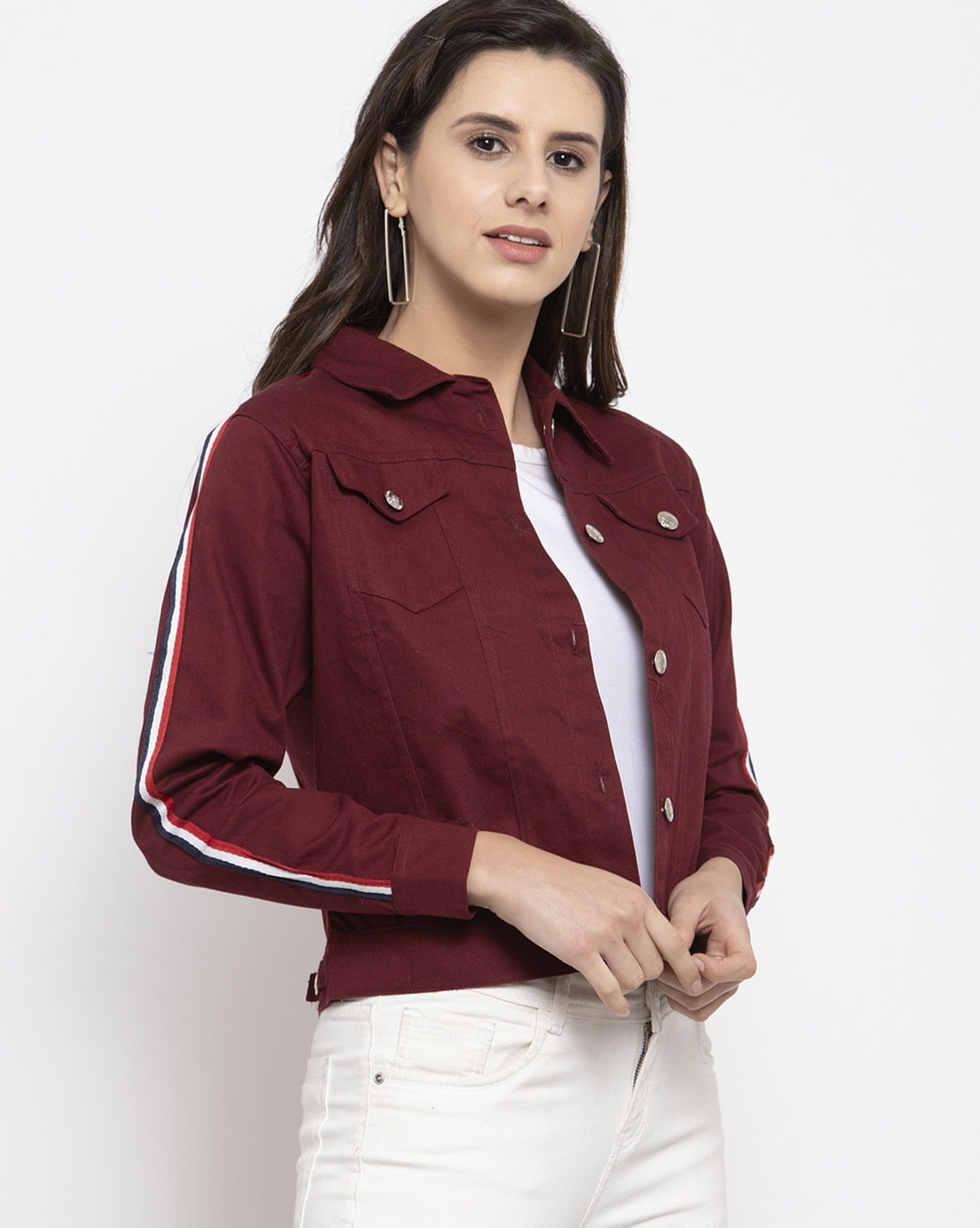 Denim Jackets Women Lapel Double Color Stitching Pocket Raw-hem Plain  Button Contrast Color Cowboy, Women Jackets, Cowboy Jacket, Women Clothes -  Buy China Wholesale Women's Denim Jackets $13.5 | Globalsources.com