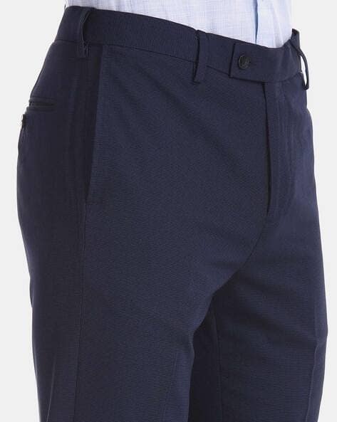 Mid-Rise Tapered Fit Flat-Front Trousers (Image - 2)