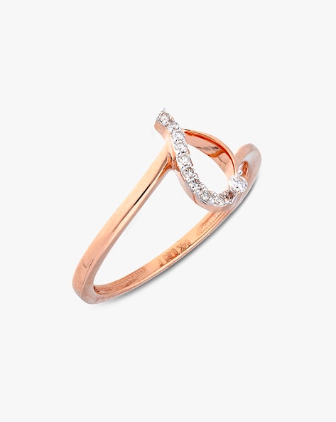 Reliance Jewels 14 KT Rose Gold Diamond Studded Finger Ring For Women (Rose Gold, FreeSize)