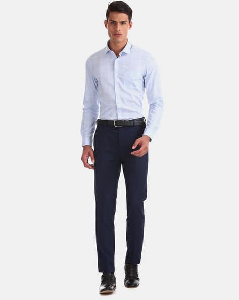 Mid-Rise Tapered Fit Flat-Front Trousers (Image - 1)