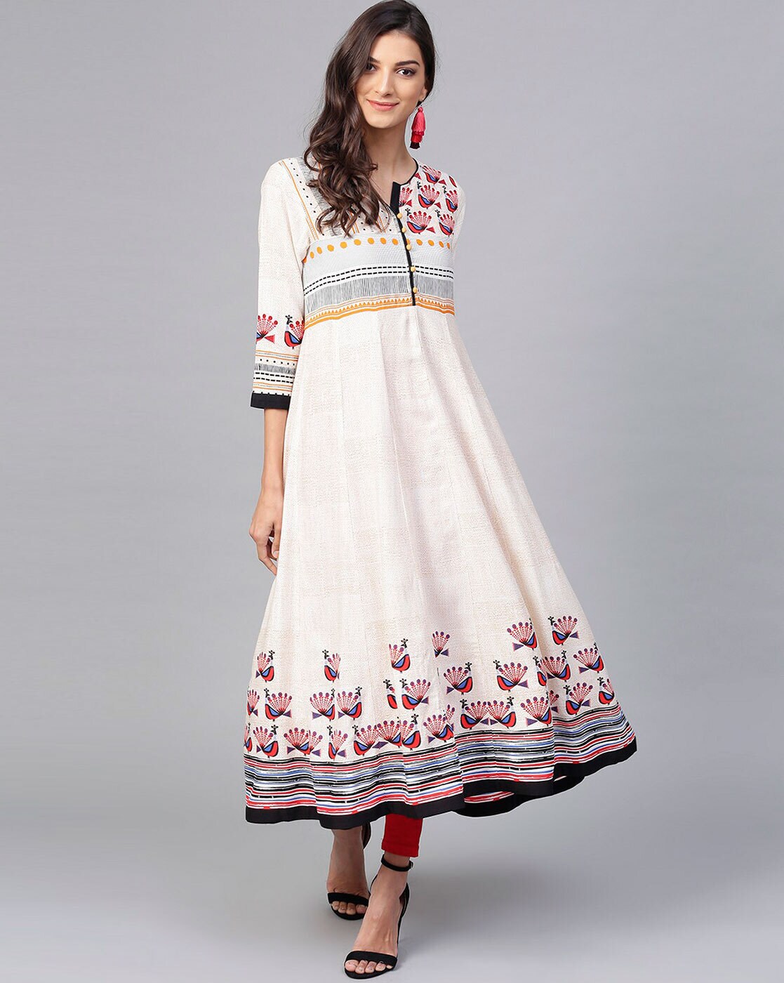 off white anarkali kurta