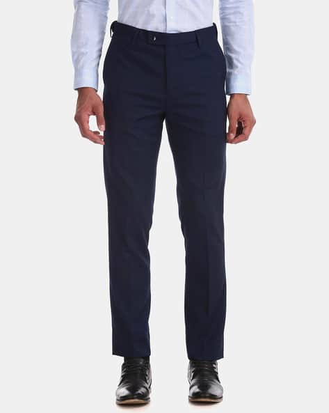 Mid-Rise Tapered Fit Flat-Front Trousers