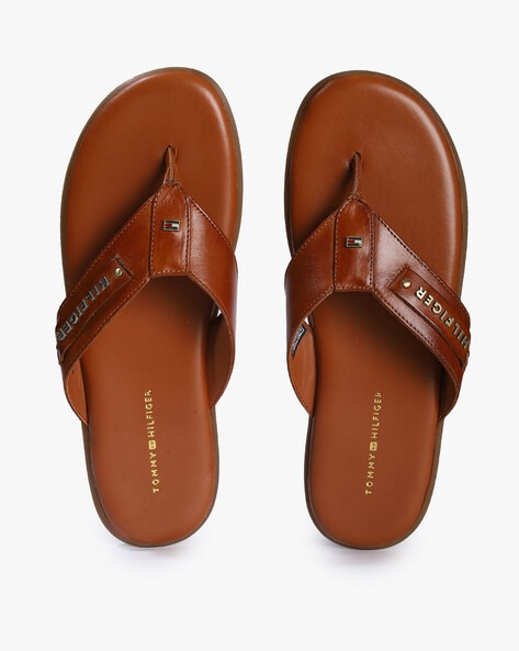 Thong Strap Sandals with Embossed Branding