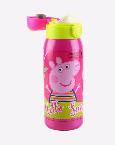 Peppa Pig, Steel, Push Button, Pink - Water Bottles Online