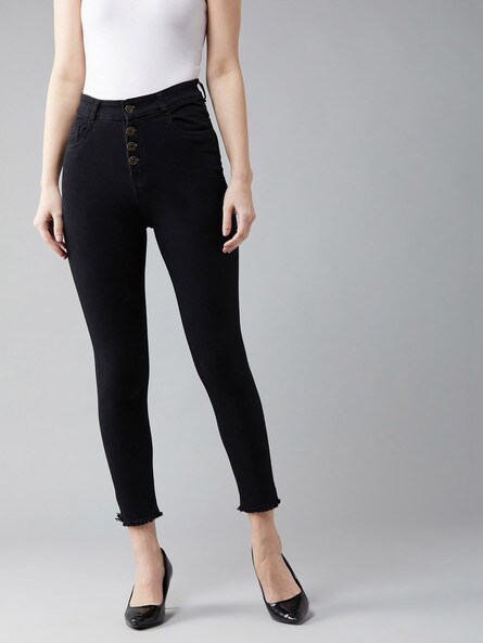 frayed black skinny jeans
