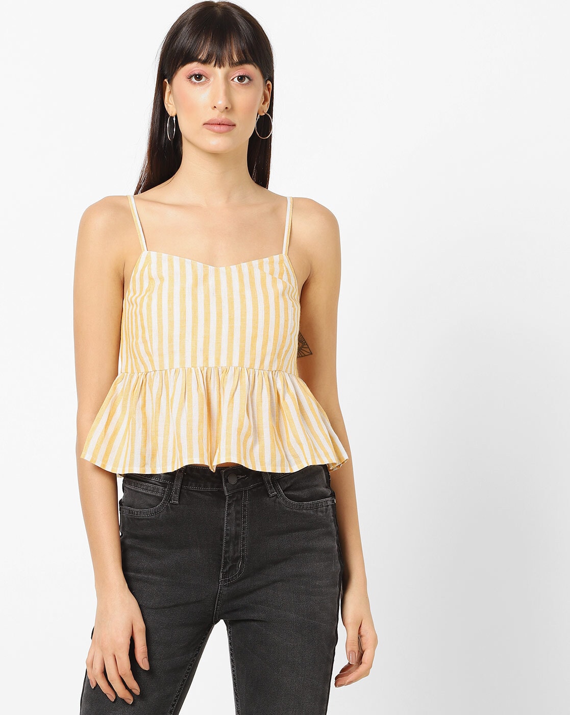 Strappy peplum top online