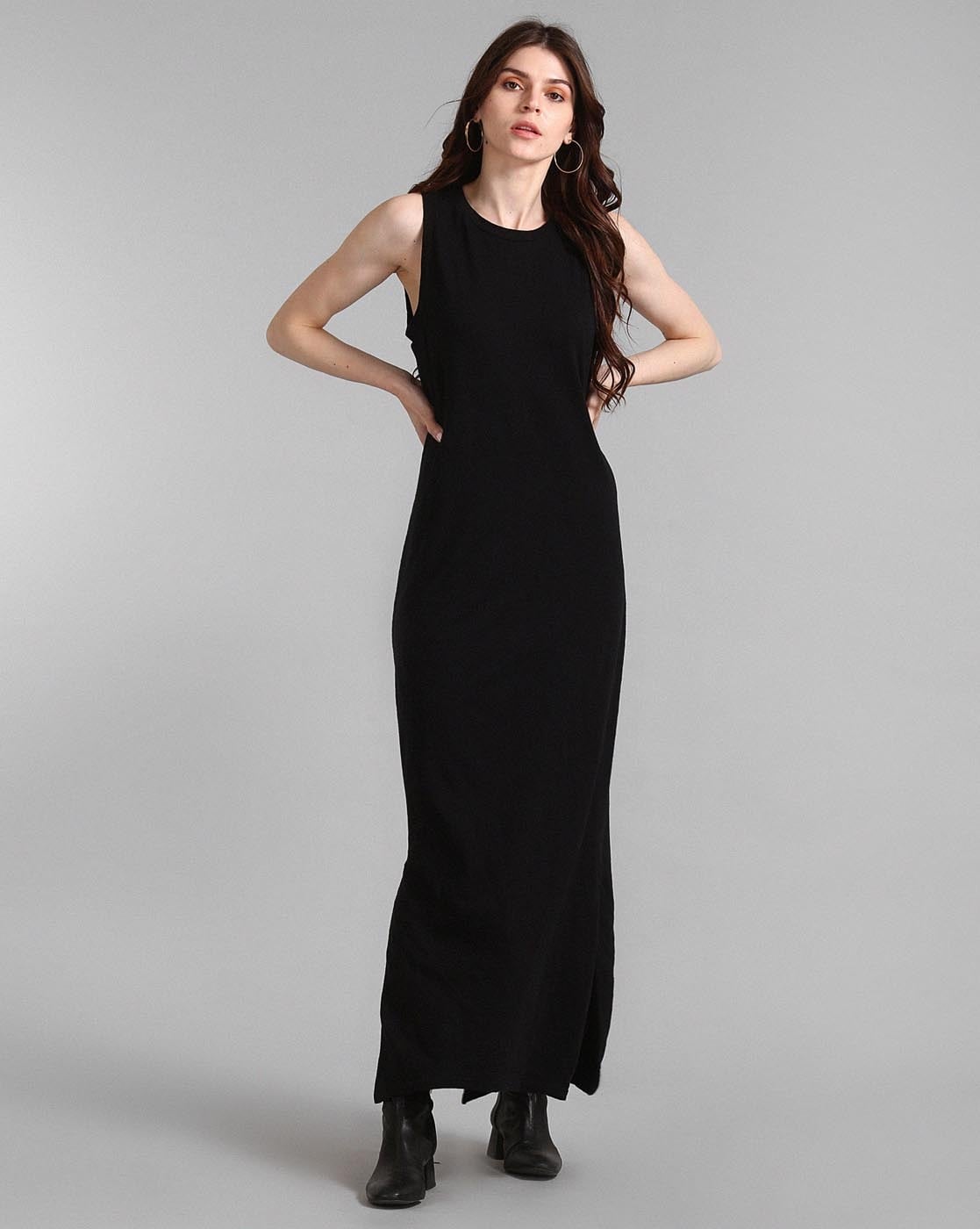 Black Cotton Maxi Dress