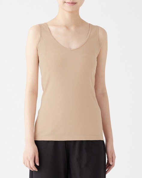 Muji Smooth Cotton Camisole With Sweat Pad For Women White Color