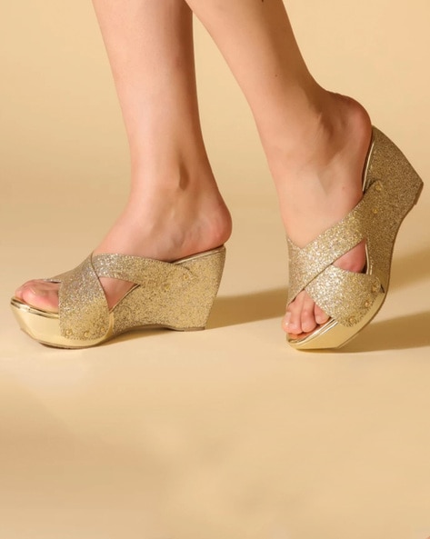 heels in golden colour