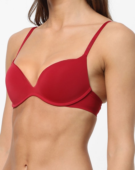 Calvin Klein push up plunge bra in red gala